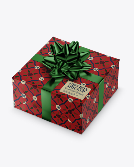 Download Matte Gift Box with Metallic Bow Mockup - Matte Gift Box ...