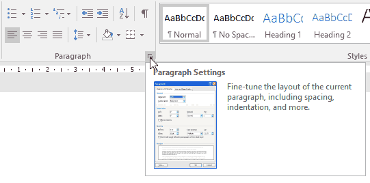 paragraph settings