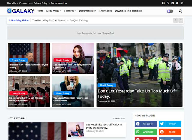 Galaxy: News & Magazine Blogger Template New Version Download
