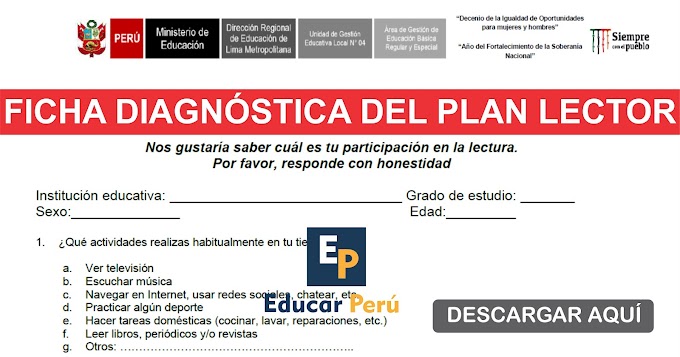 Ficha Diagnóstica para la Elaboración del Plan Lector