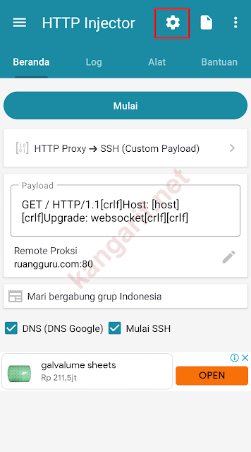 klik ikon gear