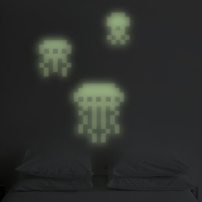 Puxxle,vinilo,pared,pixel,puzzle,decoracion,decoration,cuadrados,square,jellyfish,medusas