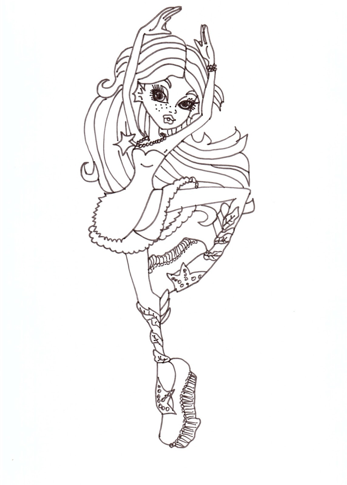 Free printable monster high Lagoona Blue Dance Class coloring sheet