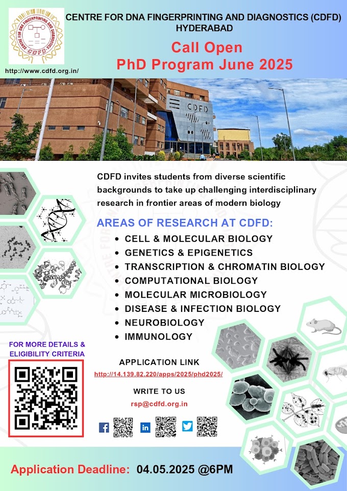 CDFD Hyderabad PhD Program 2025 June