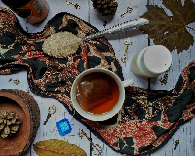 flatlay fotography tea