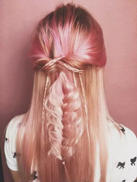 pink shade hairstyle back view