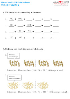 MamaLovePrint . Grade 2 Math Worksheets .Counting Activities (Group of 20 / 25 /50 /100 ) Daily Practice PDF Free Download