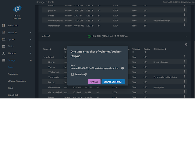 FreeNas Snapshot Page