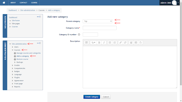 Membuat Category/Kelas di Moodle