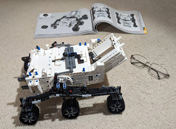 The status of my LEGO® Perseverance Mars rover...on December 27, 2023.