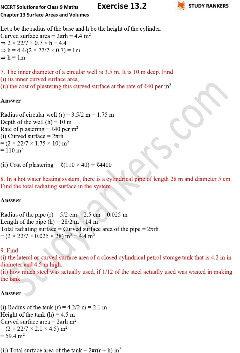 NCERT Solutions for Class 9 Maths Chapter 13 Surface Areas and Volumes Exercise 13.2 Part 3