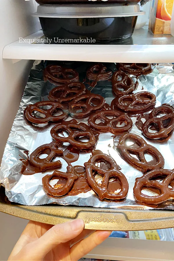 Chocolate Covered Pretzels in The Fridge