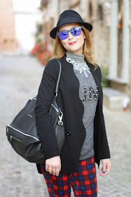 zara tartan pants, h&m fedora hat, givenchy pandora, fashion and cookies, fashion blogger