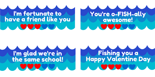  O-FISH-ally Awesome Valentines printable 4 sayings