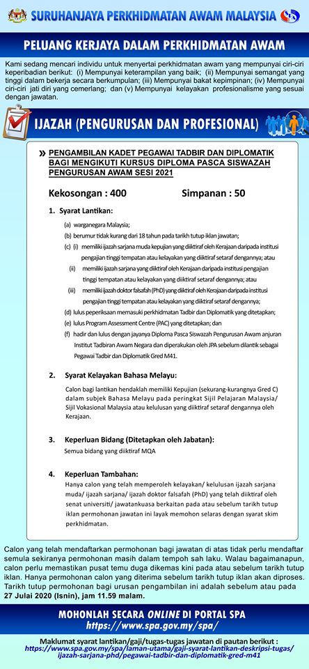 Jawatan Kosong Spa 2020 Jpa Ptd Jpn Pembantu Pendaftaran Cgso Pengawal Keselamatan Sayidahnapisahdotcom