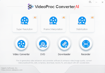 Tampilan Awal VideoProc Converter AI 6.3