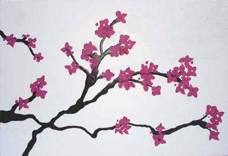 I also showed them the oriental style of painting cherry blossom trees and
