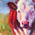 ORIGINAL CONTEMPORARY COW PAINTING in OILS by OLGA WAGNER 15/30