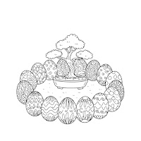 Bonsai Tree surrounded with Easter Eggs