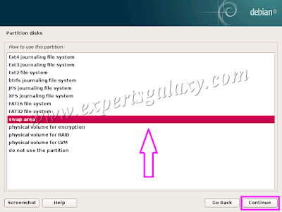 Debian Swap Area File System