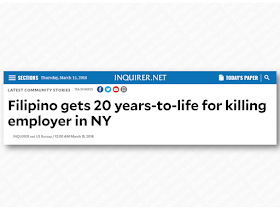 Miguel Abarentos, a 30-year-old Filipino, was sentenced to 20 years-to-life in prison for the murder of his elderly employer inside the victim’s Murray Hill apartment on 2012. Abarentos pleaded guilty to second-degree murder before New York State Supreme Court on December 19, 2017.    Advertisement     HICS AND PARAGRAPH HERE}   Sponsored Links       “In this shocking crime, Miguel Abarentos wrought havoc in the home of his elderly employer, beating the man with such deadly force that even one of the murder weapons — a ceramic lamp — was shattered by the impact of his blows,” said District Attorney Vance.     “That he fled to the Philippines the following day to avoid detection only underscores the cowardice of this murder of an 87-year-old man. Had it not been for the dedicated prosecutors on the case who achieved his extradition and secured his plea, this defendant may have never faced justice,” Vance added.    According to court documents and the defendant’s guilty plea, Abarentos was employed by the victim, 87-year-old Thawerdas Sadhwani, beginning in October 2012. Abarentos was initially hired to work for Mr. Sadhwani’s business, but occasionally assisted him on the weekends with errands and household tasks.    On December 15, 2012, Abarentos entered the victim’s apartment on East 36th Street and beat him to death with a metal chair and ceramic lamp. He struck Sadhwani with such force that the lamp shattered, and the impact of further assault with other objects crushed his neck and broke his nose.    Later that day, Abarentos went to an internet café in Queens. While inside the café, he sent a Facebook message to a friend stating that he had just killed someone and needed to go home. The next day, Abarentos boarded a flight to the Philippines at John F. Kennedy International Airport. On the following morning, the victim’s housekeeper was unable to enter the apartment and called building staff, who unlocked the door and discovered Sadhwani’s body.    On June 20, 2016, Abarentos was arrested in Makati, Philippines, and extradited to the United States.    Assistant D.A. Maxine Rosenthal, Senior Trial Counsel, handled the prosecution of the case, under the supervision of Assistant D.A. Lanita Hobbs, Chief of Trial Bureau 80, and Executive Assistant D.A. John Irwin, Chief of the Trial Division.    District Attorney Vance thanked the U.S. Department of Justice, specifically Attaché Donald D. Ashley, and members of the NYPD, including Detective Annamarie Bernagozzi of the Detective Bureau Central Investigation Division, and Detective Jose Flores of the Manhattan South Homicide Squad        Read More:  5 Signs A Person Is Going To Be Poor And 5 Signs You Are Going To Be RichTips On How To Handle Money For OFWs And Their Families How Much Can Filipinos Earn 1-10 Years After Finishing College?   Former Executive Secretary Worked As a Domestic Worker In Hong Kong Due To Inadequate Salary In PH    Beware Of  Fake Online Registration System Which Collects $10 From OFWs— POEA      Is It True, Duterte Might Expand Overseas Workers Deployment Ban To Countries With Many Cases of Abuse?  Do You Agree With The Proposed Filipino Deployment Ban To Abusive Host Countries?    ©2018 THOUGHTSKOTO  www.jbsolis.com