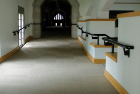 photo showing a series of ramps leading into the sanctuary of North UMC in Indianapolis, a 1931 Gothic-style building