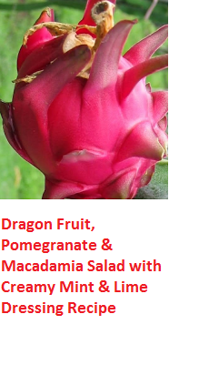 Dragon Fruit, Pomegranate & Macadamia Salad with Creamy Mint & Lime Dressing Recipe