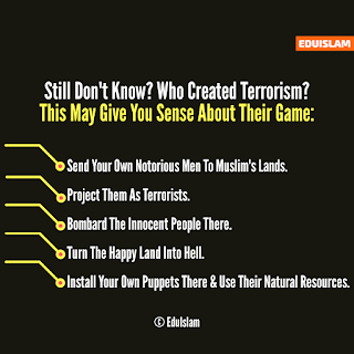 Who Created Terrorism? Terrorist Reality, Islamic Image, Poster, EduIslam