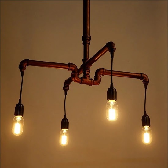 Desain lampu gantung unik dari pipa besi bekas