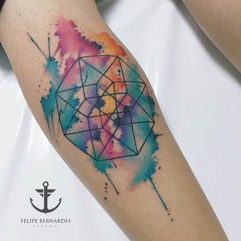 Joyful Watercolor Tattoos by Felipe Bernardes