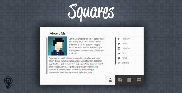 Squares - HTML5 vCard/Portfolio Template - Virtual Business Card Personal