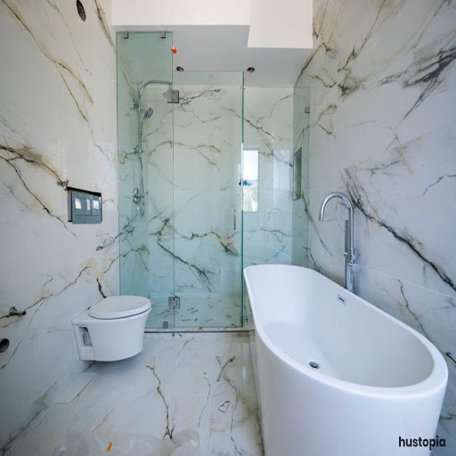 Bathroom Decor Ideas-Unique and Simple Bathroom Decor with Overal Granite Tiles