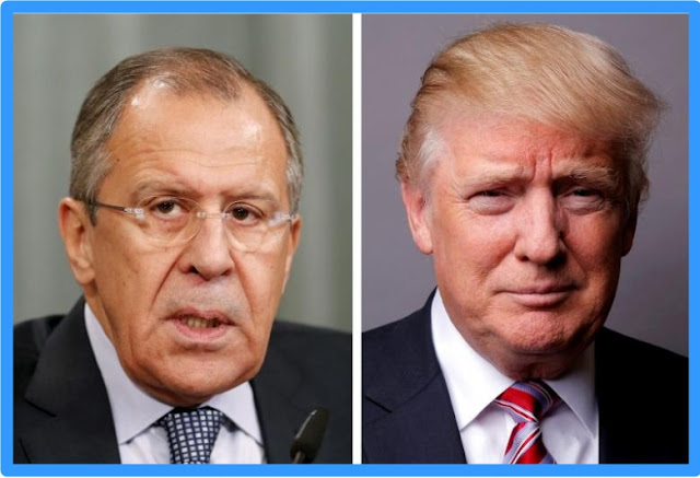  A combination of file photos showing Russian Foreign Minister Sergei Lavrov attending a news conference in Moscow, Russia, November 18, 2015, and U.S. President Donald Trump posing for a photo in New York City, U.S., May 17, 2016.