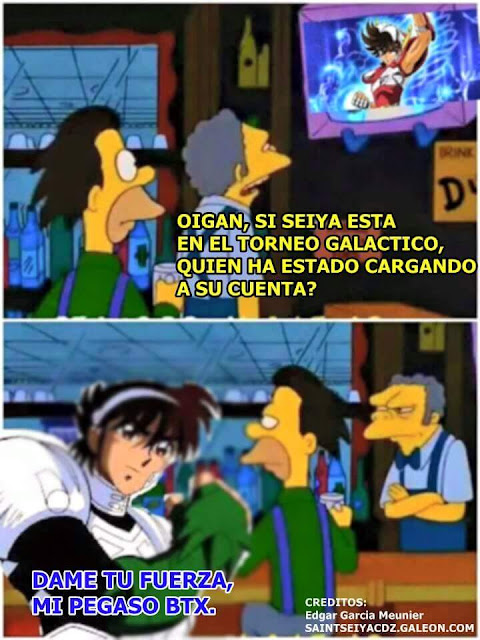 Memes: Seiya de pegaso y Teppei de btx. Simpson.