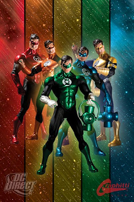 San Diego Comic Con 2009 Exclusive Green Lantern Hal Jordan Blackest Night Corps Action Figure Set - Red, Orange, Green, Indigo & Yellow