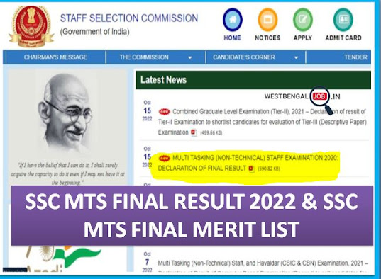 SSC MTS Final Result 2022 Download