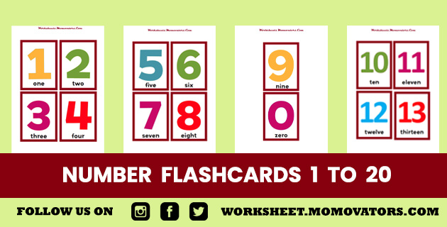 Free printable number flashcards, flashcards 1 to 20, free number flash cards, printable number flashcards for kids @momovators