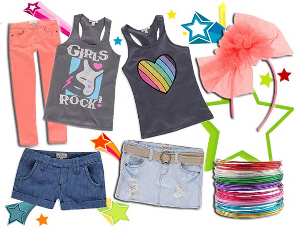 I found a few cute outfits for little girls maybe the "tween" age, 