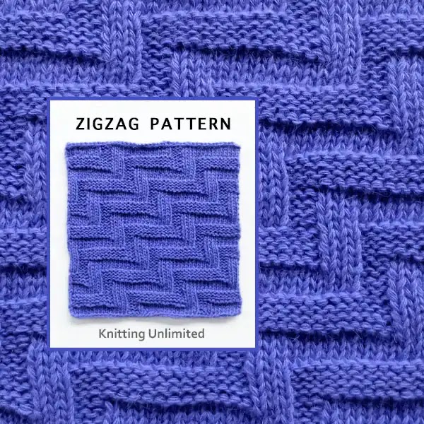 Free easy knitting patterns to download, Zigzag Pattern. It's a good beginner pattern because it only uses knit and purl stitches.