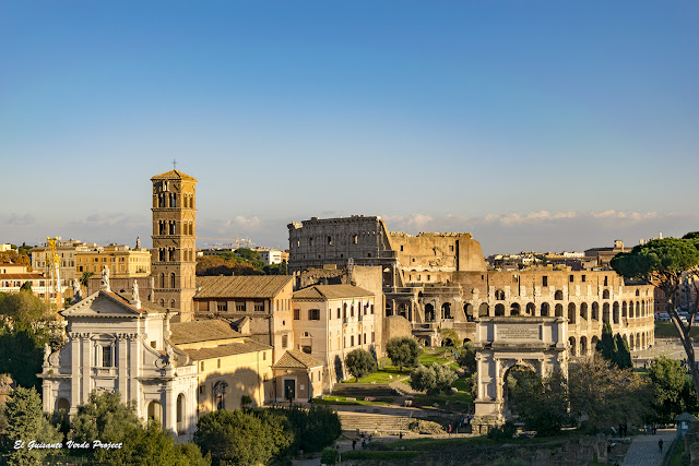 Roma, Arco de Constantino y Coliseo desde Palatino, por El Guisante Verde Project