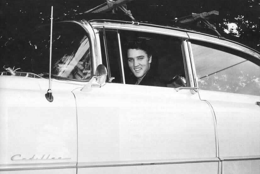 Driving his yellow 1955 Cadillac The 1955 Fleetwood purchased by Elvis for