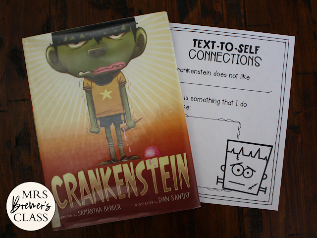 Crankenstein book activities unit with literacy companion activities, class book, and a craftivity for Kindergarten and First Grade