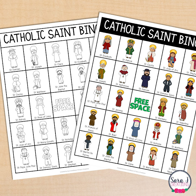 Play Saint Bingo during your on your Catholic zoom call with kids.