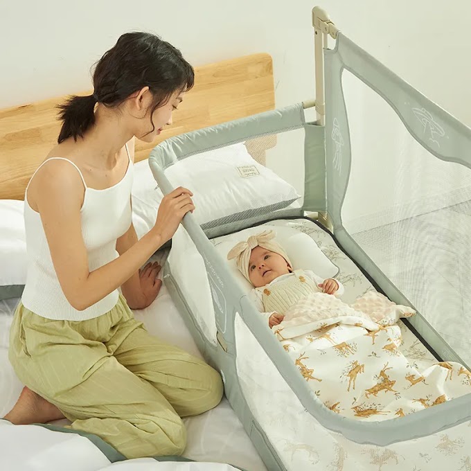 Compact & Safe Bedside Crib: Easy Install, Comfort for Baby