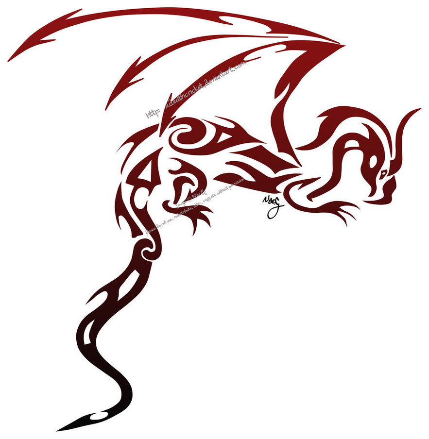 Tribal Flame Dragon Tattoo Designs