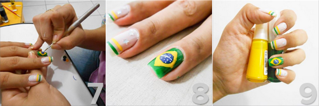 Inspirações Unhas decoradas com as cores do Brasil