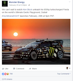 Monster Energy Facebook Post: Ken Block's race car.