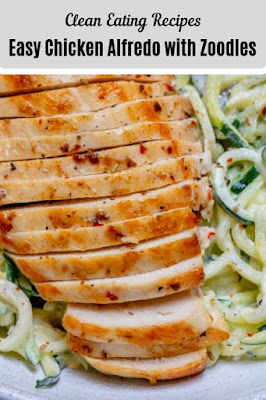 Clean eating recipes, Quick healthy dinner, Zoodle recipes healthy, How to cook zucchini noodles spaghetti, Spiralizer recipes, Cooking recipes. #Easyrecipes #ChickenAlfredo with #Zoodles #chicken