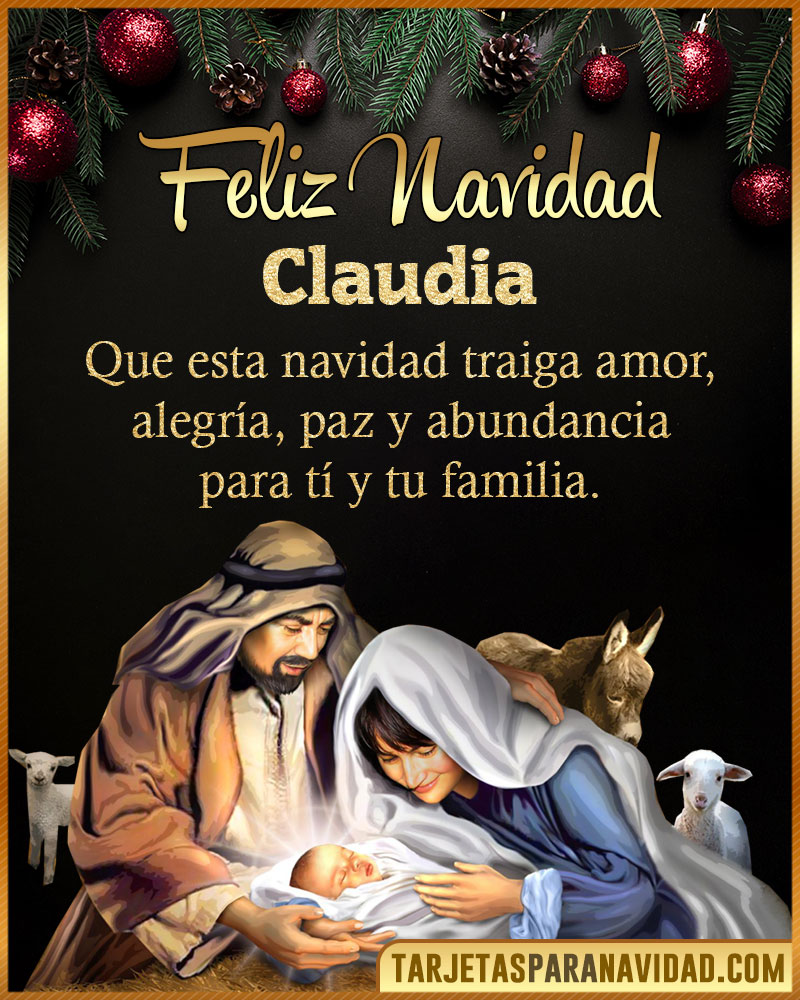 Tarjeta bonita de Navidad para Claudia