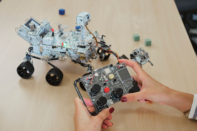 Image of Mars rover made from electronic boards with remote control